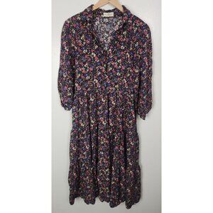 Natural Life Women's Sz. S Long Sleeve Floral Button Up Midi Dress